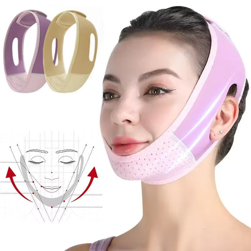 1PCS V-Shaped Bandage Mask for Face Tightening Double Chin Bite Mask Sleeping Band Reusable V-Shaped Lifting Facial Beauty Tool