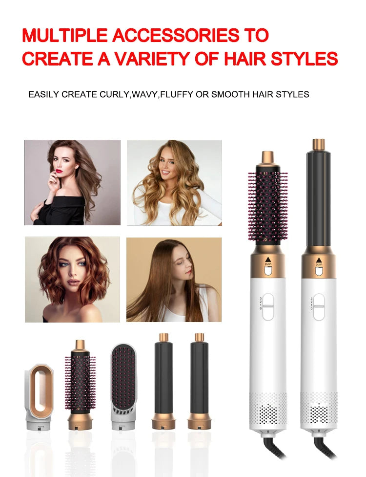 New Hair Dryer Multi Hair Styler 5 In1 Curling Iron Hair Straightener with Hair Brush Hairdryer for Hair Dryer Hair Multi Styler